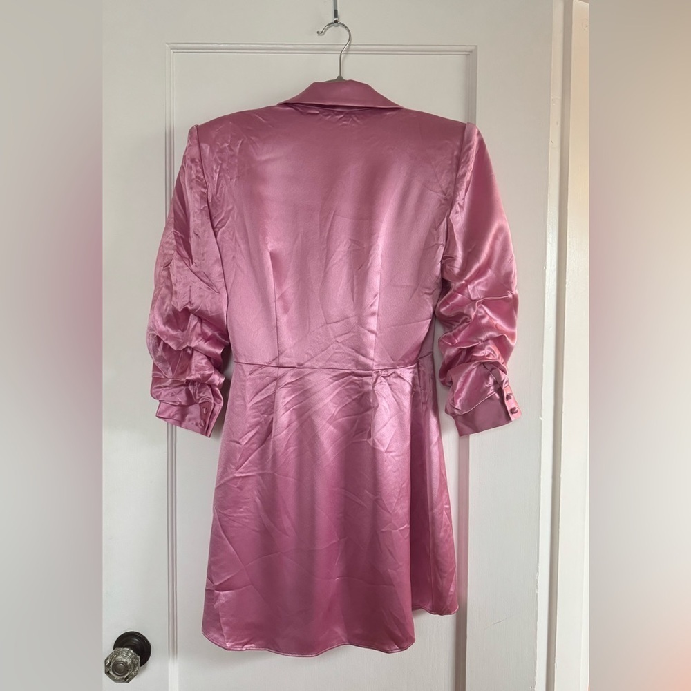 5à7 cinq a sept Pink Satin Wrap Dress - Picture 3 of 5